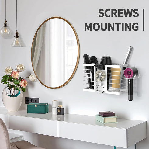 Hair Tool Organizer, 3 in 1 Metal Bathroom Blow Dryer Holder for Flat Iron, Curling Iron, Hair Care & Styling Tools