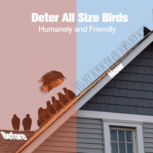 WELLUCK Bird Spikes for Small Birds - 15 Feet Anti Bird Fence Spike for Nest Prevention, Stainless Steel