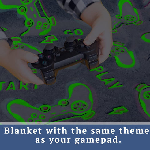 8-12 obinsm Gamer Toys Gifts for Teen Boys Kids, Glow in The Dark Gaming Blanket, Game Room Decor for Year Old Boys