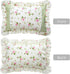 FADFAY Farmhouse Style Pillowcases, Pink Rosetta Printed Gold with Green Plaid, 100% Cotton Vintage Lace Ruffles
