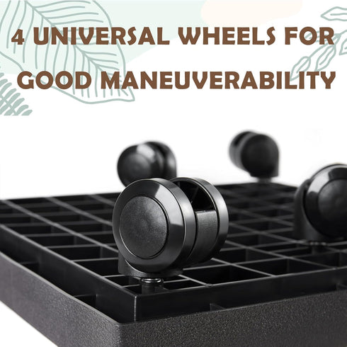 14.2 INCH Plant Caddy for Outside,Outdoor Square Planter Caddies for Patio Backyard Use, Rolling Saucer with Wheels
