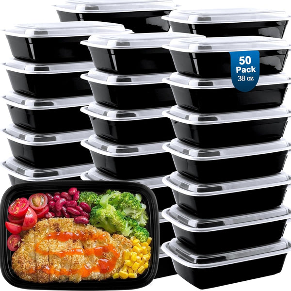 vivigu 50 Pack Meal Prep Containers 38 oz, Leakproof To Go Food