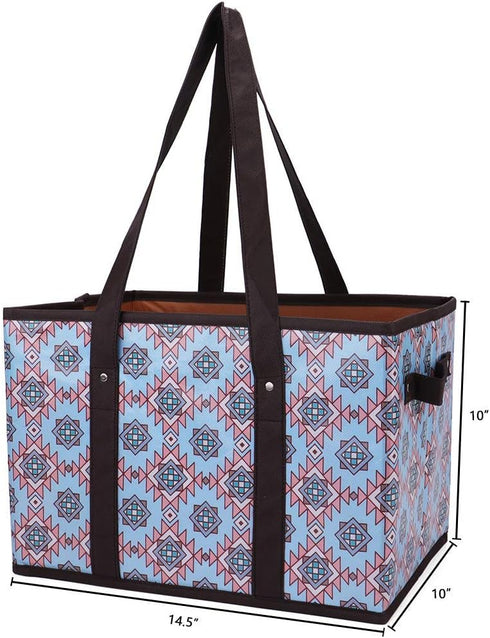 Set Foraineam Reusable Grocery Bags Durable Heavy Duty Tote Bag Collapsible Grocery Shopping Box Bag with Reinforced