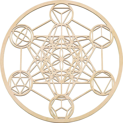 Fourth Level MFG 12" Platonic Solids Wood Wall Art, Sacred Geometry Zen Home Decoration for Yoga & Meditation