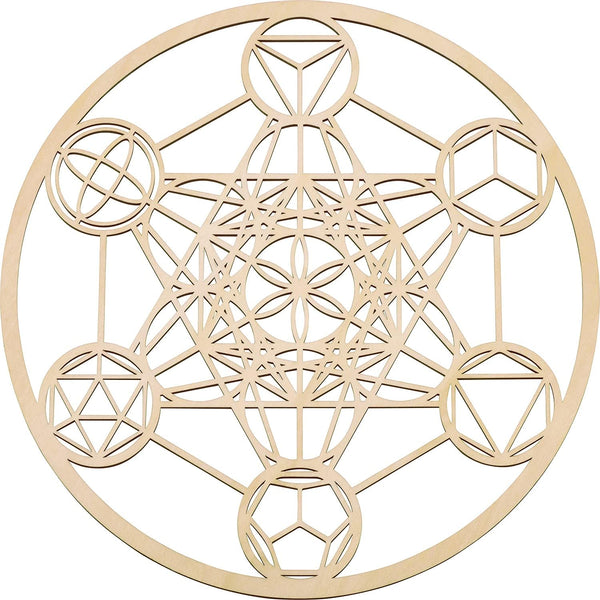 Fourth Level MFG 12" Platonic Solids Wood Wall Art, Sacred Geometry Zen Home Decoration for Yoga & Meditation