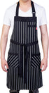 Aprons for Women and Men - Kitchen Chef Apron with 3 Pockets, Adjustable Bib Apron, 32" x 28" - Black/White