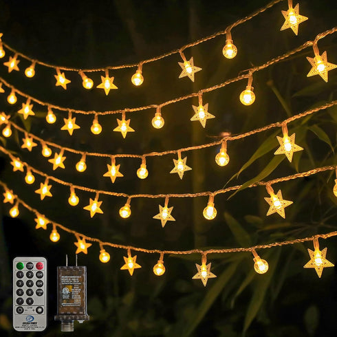 BYIZO Crystal Globe & Star String Lights Plug in - 72 FT 160