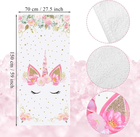 BOAO Unicorn Beach Towel for Girls - Microfiber Quick Dry Towel for Kids, Rainbow Bath Towel (Glitter Pink, Cute Style)