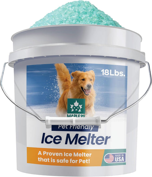 Maple99 -18 lb -5 Pet Safe Ice Melt Safe for Concrete Snow Salt Ice Melt Pet Friendly, Green Salt for Snow and Ice