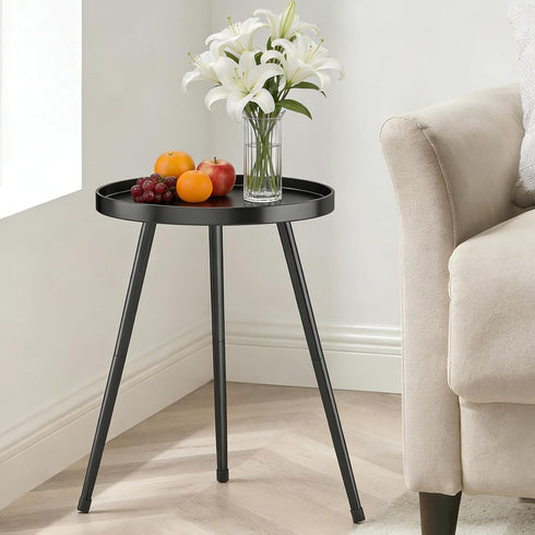 LMGVRZK Small Round Side Table Metal End Table Outdoor Black Side Table Mid-Century Modern Accent Table for Office