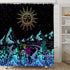 Abstract Mountain Shower Curtain Boho Sun Moon Landscape Night Star Celestial Colorful Flower Cactus Black Unique Modern Fashion Design Gothic Bathroom Bathtub Decor Curtains with Hooks 70x70 Inch by TENVSIN