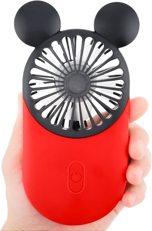 Cute Mouse Personal Mini Fan, Rechargeable Handheld USB Fan, Portable Pocket Size with 3 Adjustable Speeds (Red)