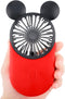 Cute Mouse Personal Mini Fan, Rechargeable Handheld USB Fan, Portable Pocket Size with 3 Adjustable Speeds (Red)