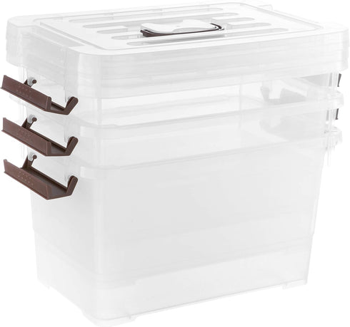 Plastic Storage Latch Bins with Lids, 8 Packs 6Qt Stackable Storage Boxes for Organizing