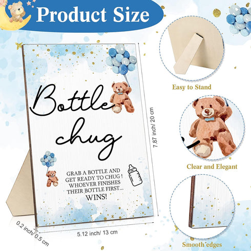 12 1 Roowest Bottle Chug Baby Shower Game Favors Pcs Baby Shower Bottles Favor with Wooden Sign for Gender Reveal Party