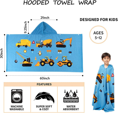 5-12 Gealaek Hooded Towel for Toddlers Years Boys Girls Kids Bath Pool Beach Towel Wrap Extra Large Soft Absorbent