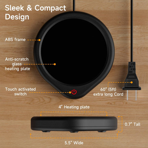 Coffee Mug Warmer with Auto Shut Off, Electric Beverage Heater for All Cups and Mugs, Heating Plate