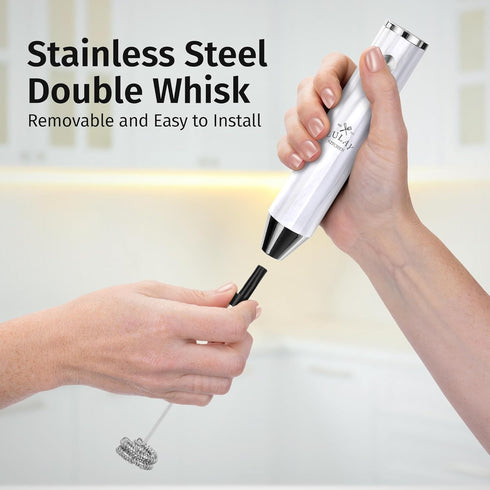 2-Speed 2000mAh Zulay Kitchen Rechargeable Milk Frother Handheld Lux - Powerful Motor, Waterproof, Battery - Drink