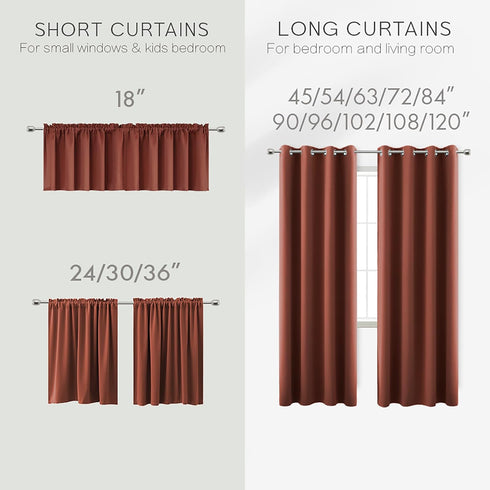 KOUFALL Fall Curtain Valances - Rustic Farmhouse Boho Western Curtains for Kitchen Windows, Terracotta Rust