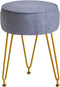IBUYKE Teddy Velvet Round Footrest Stool Ottoman, Makeup Vanity Stool Side Table,