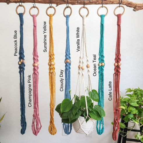 3ft 4-8 Macrame plant hanger beaded plant hanger for pots for live plants indoor and outdoor decor hanging plant holder