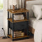 Bedroom Nightstand with Charging Station, Bedside Table with Adjustable Fabric Drawer, 3-Tier
