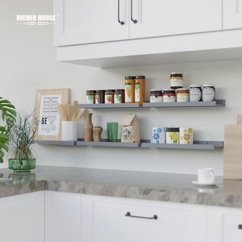 RICHER HOUSE Mounted Shelves for Wall Decor, Modern Picture Ledge Shelf with Lip for Wall Storage Nursery, Bedroom