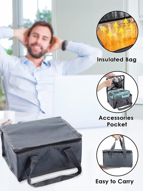 Buddew Electric Lunch Box 80W Food Heater, Portable Lunch Warmer for Car/Truck/Office with Insulated Carry Bag