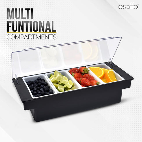 4-1 12 12 Esatto Bar Products Condiment Holder for Serving Container Chilled Garnish Tray with Lid for Bar Caddy, Pint