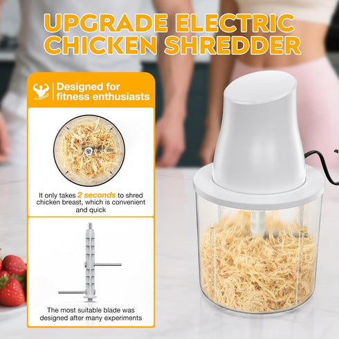 TURNRISE 250W Electric Chicken Shredder Tool: Multifunctional Press-to-Operate Meat Shredder Tool with Large Capacity