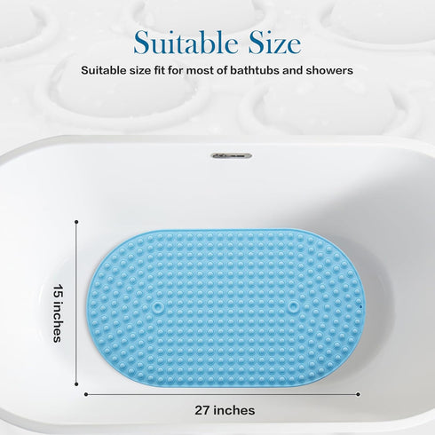 joiyota 27 15 Inches Silicone Bathtub & Shower Mat Non Slip, Bubble Massage Anti Slip Shower Floor Mat with x for Easy