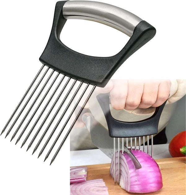 Stainless Steel Onion Holder for Slicing, Onion Cutter for Onions, Tomatoes, Avocados, Eggs, and Other Vegetables
