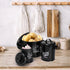 3 Pack Set, Frcctre Vegetable Storage Tins, Potato Onion Garlic Storage Canister Black Metal Kitchen Vegetable Keeper