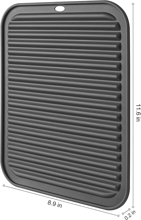 HOTEC Silicone Trivets for Hot pots and Pans, Heat Resistant for Kitchen Counter Dish Drying Mat, Set of 2 Dark Grey by HOTEC