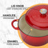 Enameled Cast Iron Dutch Oven Casserole with Lid - 5.5 Quart, Oven Safe up to 500°F, Heavy-Duty Cookware