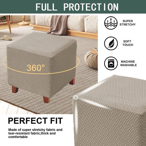 Bifaun Vogel Ottoman Cover Square Jacquard Stretch Thick Folding Storage Covers Footstool Protector with Elastic Bottom