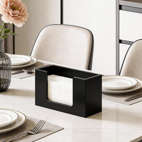 Hilislog Countertop Counter Wooden Paper Towel Dispenser Paper Towel Holder for Bathroom Black Napkin Holder Kitchen