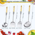 Stainless Steel Kitchen Cooking Utensils Specialty Chinese Wok Utensil Set with Skimmer Slotted Spoon, Spatula Turner, Wok Spatula and Soup Ladle for Nonstick Cookware Cooking Baking Supplies by Patelai