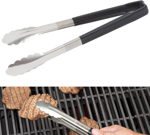 Vollrath 4781220 Jacobs's Price Tong, 12-Inch, Stainless Steel, Black Handle