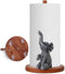 Elephant Paper Towel Holder,Natural Animal Kitchen Decorative,Cute African Elephant Wooden Stand Countertop