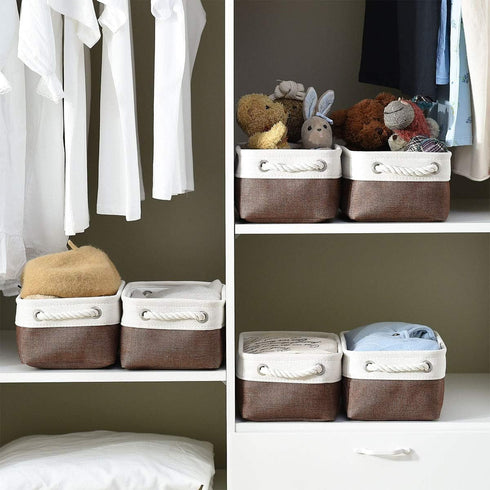 Small Storage Baskets for Shelves, Fabric Storage Baskets for Closet, Rectangular Collapsible Organizing Baskets