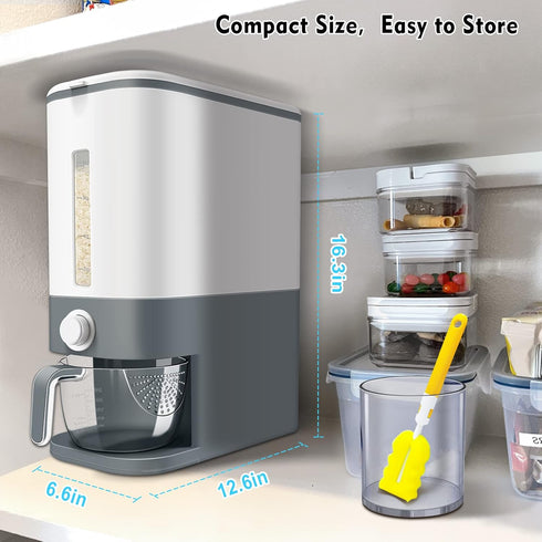 22-25 Lbs VenDotbi Rice Dispenser, Rice Container with Measuring Cup, Upgraded Built-in Fresh Box, Cereal Dispenser