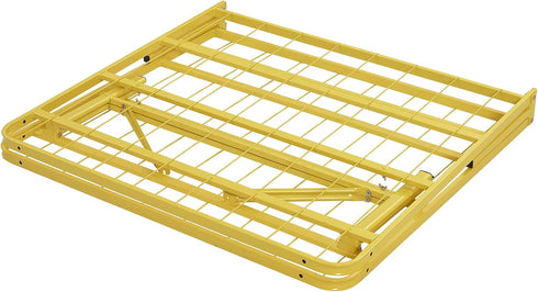 Modway Horizon Folding Metal Mattress Bed Frame, Twin Size, Yellow, Replaces Box Spring