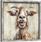 Farmhouse Goat Wall Art Framed: Animal Portrait Print Decor Rustic Wood Nursery