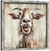 Farmhouse Goat Wall Art Framed: Animal Portrait Print Decor Rustic Wood Nursery