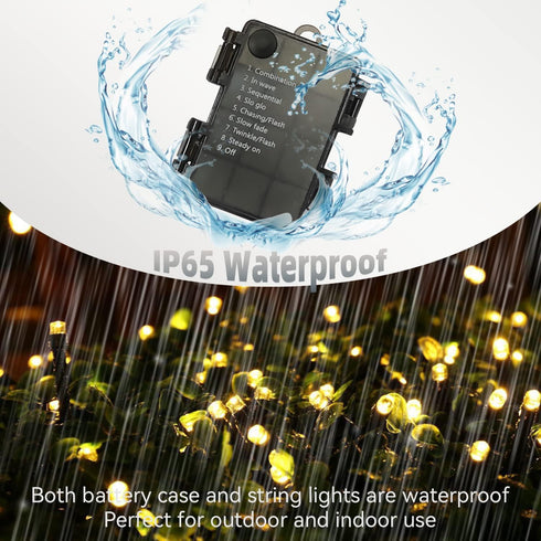 33Ft 100 Battery Fairy Light Outdoor LED Christmas Lights for Indoor Outdoor Waterproof with Remote Control Timer