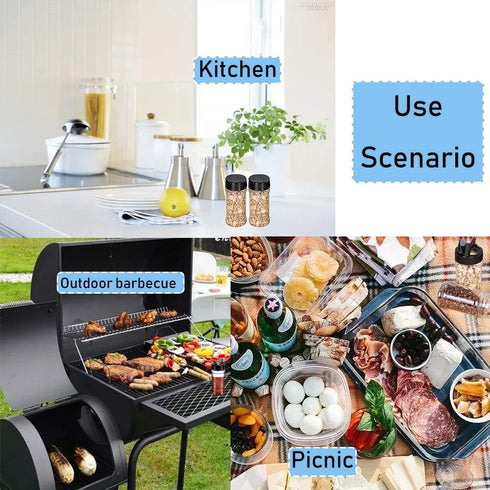 16 3.5oz PCS Plastic Seasoning Containers with Black Screw Lids to Pour or Shake,Portable Empty Clear Spice