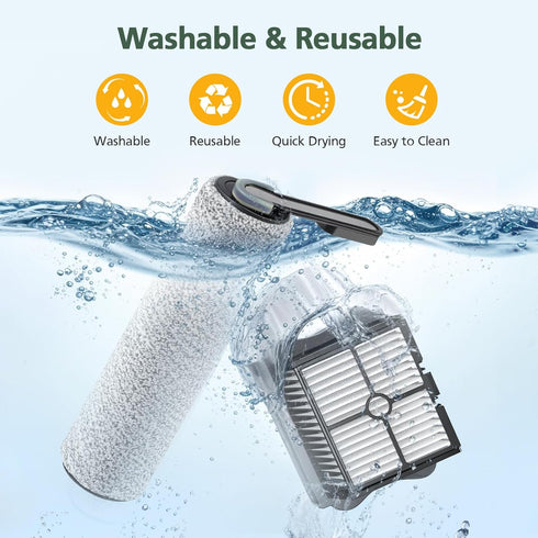 2+4 Pack S5/ S5 Set S5/ S5 2 Pack 4 Pack Pro Brush Roller and HEPA Filter Compatible with Tineco Floor ONE Floor One