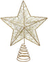 10 Inches LED Christmas Tree Topper, Glitter Gold Hollow Star Treetop, Christmas Ornaments for Tree Decor