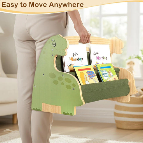 SheSeek 4 Toddler Bookshelf Double-Sided with Tier Deep Sleeves Kids Wooden Montessori Book Rack for Baby Nursery Room